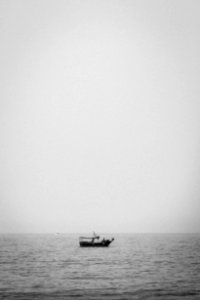 Horizon Sea Black And White Calm photo
