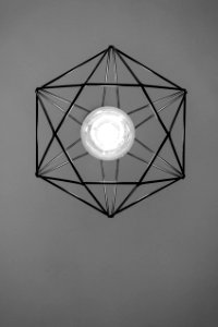 Black Metal Framed Pendant Lamp Turned-on photo