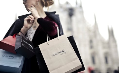 Woman Holding Shopping Bags photo