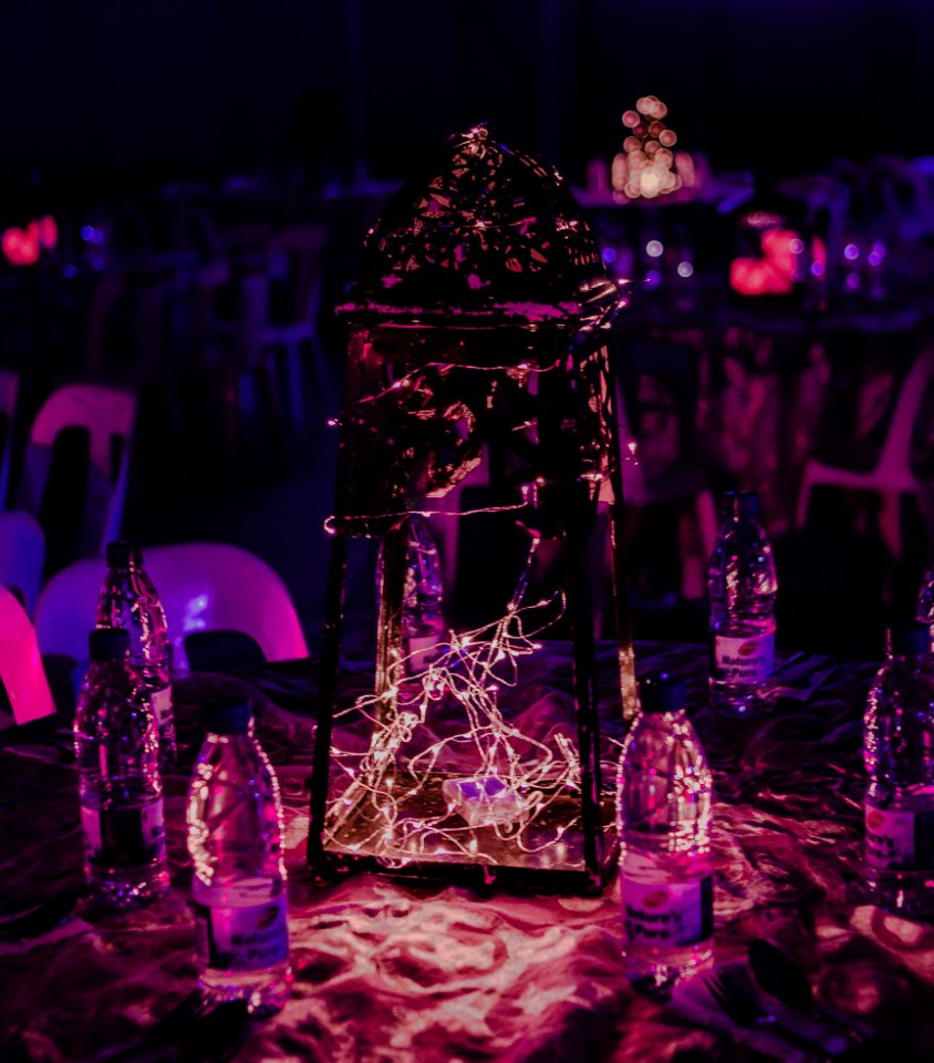 Black And Pink Lamp Turned On