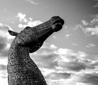 Grayscale Photography Of The Kelpies photo