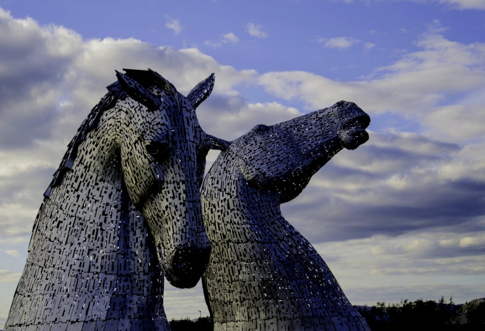 Two Gray Horse Statues