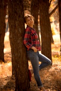 Tree Plaid Woody Plant Girl photo