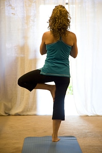 Silhouette fitness stretching photo