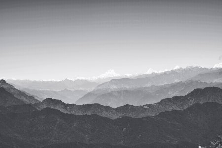 Mountainous Landforms Sky White Black And White photo