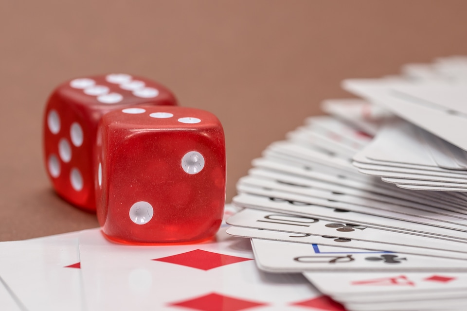Roll the dice cards playing cards