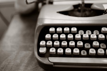 Close-up Photo Of Gray Typewriter photo