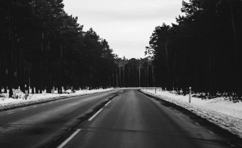 Monochrome Photography Of Roadway During Winter photo