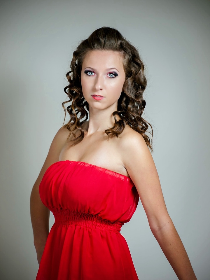 Dress red curly hair