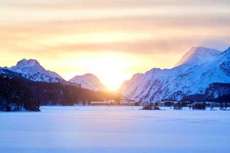 Mountain Range Near Snowfield