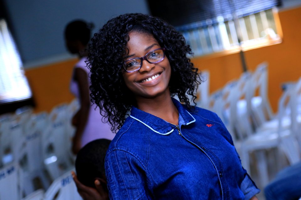 Blue Woman Glasses Smile