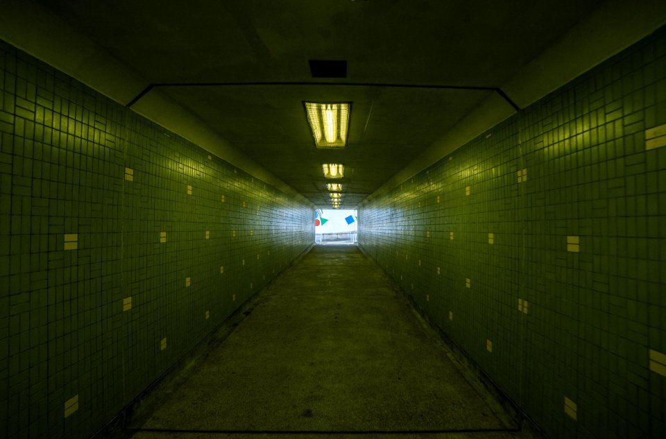 Green Tiled Hallway