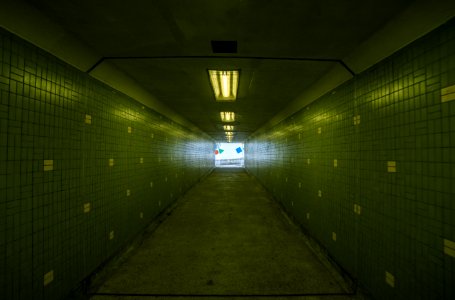 Green Tiled Hallway