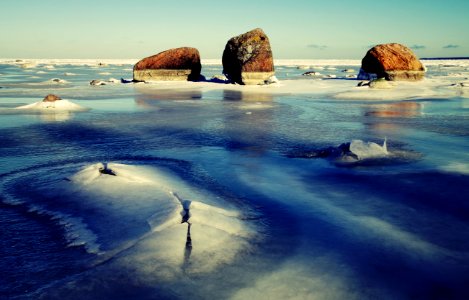 Three Monoliths In Iced Water