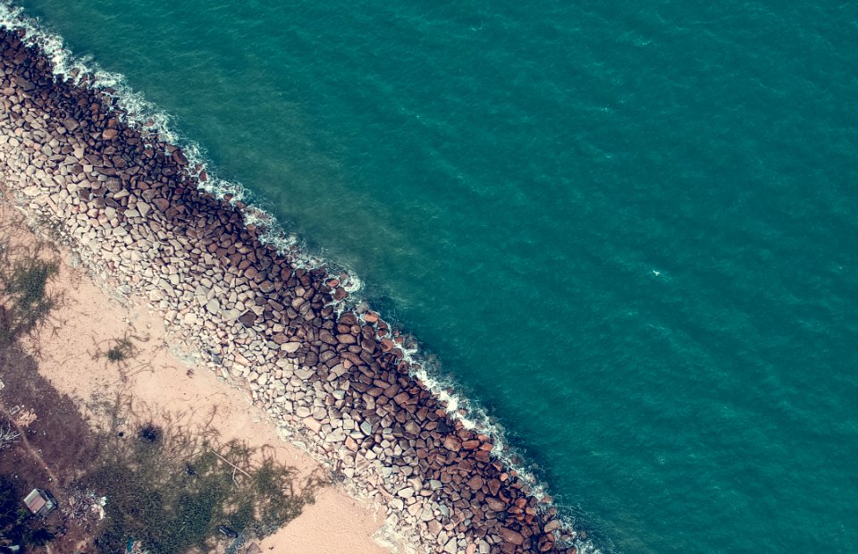 High Angle Shot Of Blue Water Sea