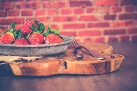 Strawberries On Gray Steel Bowl photo
