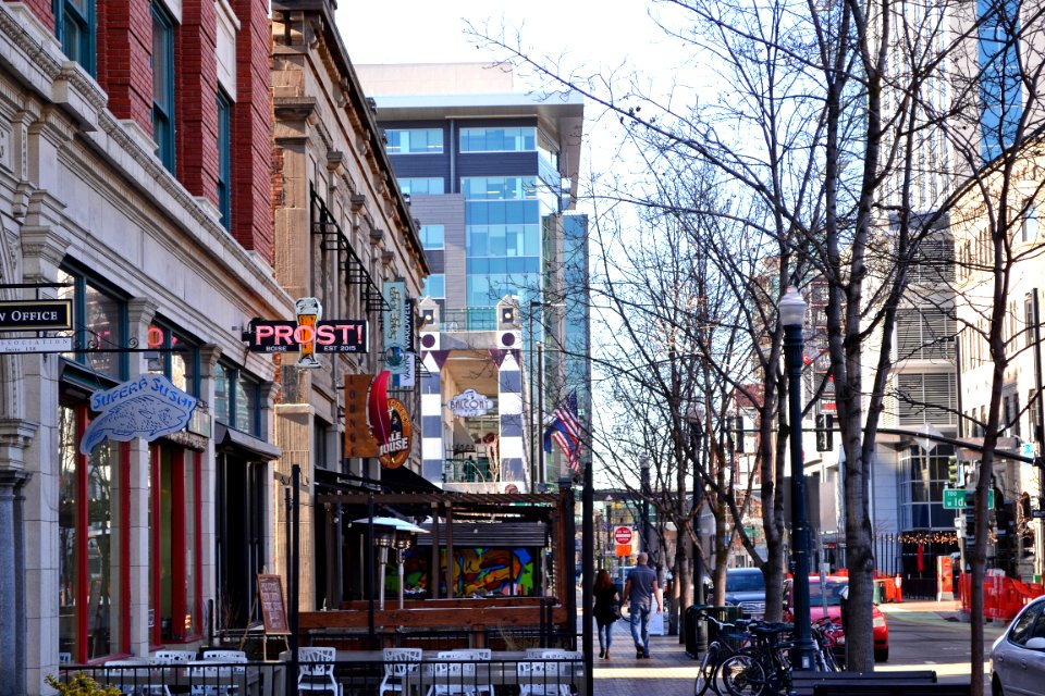 Sidewalk And Buildings With White Background