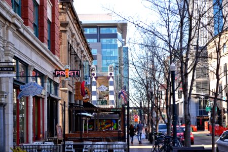 Sidewalk And Buildings With White Background