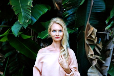 Woman Wearing Pink Scoop-neck Top photo