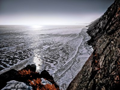 Seawaves On Gray Rock Formation photo