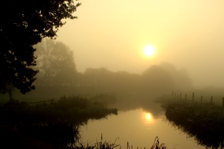 Waterway Mist Fog Sunrise photo