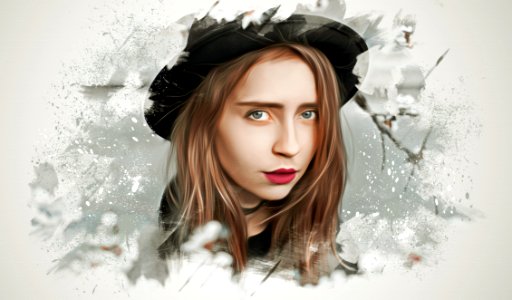 Beauty Girl Black Hair Winter