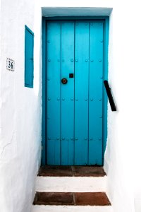 Closed Blue Wooden Door