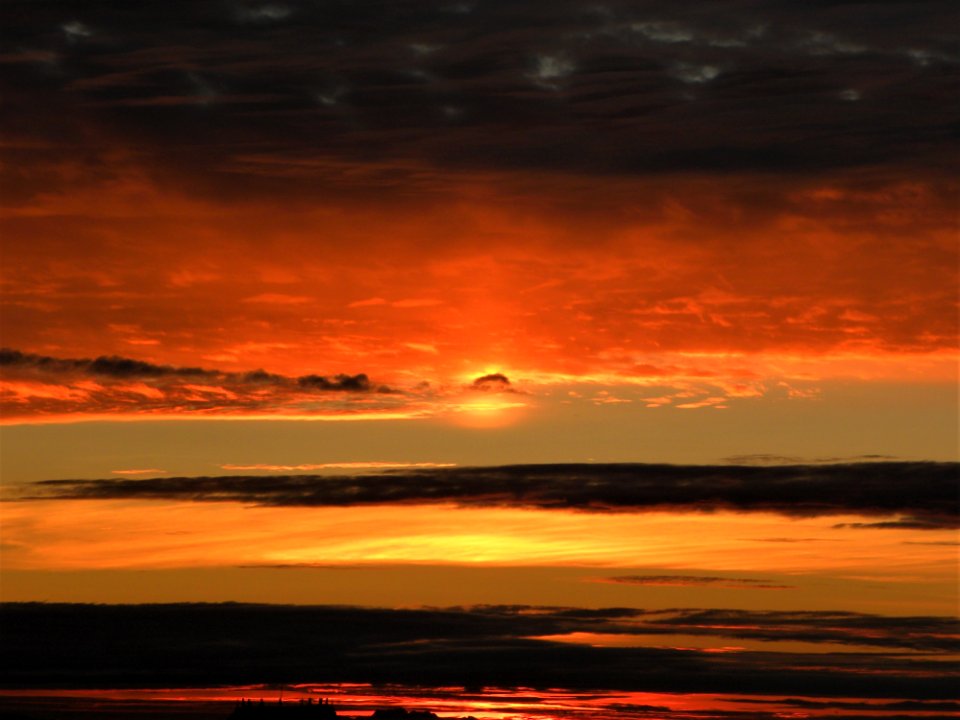 Sky Afterglow Horizon Red Sky At Morning