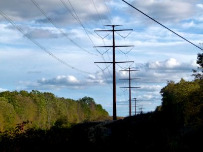 Sky Overhead Power Line Transmission Tower Electricity photo