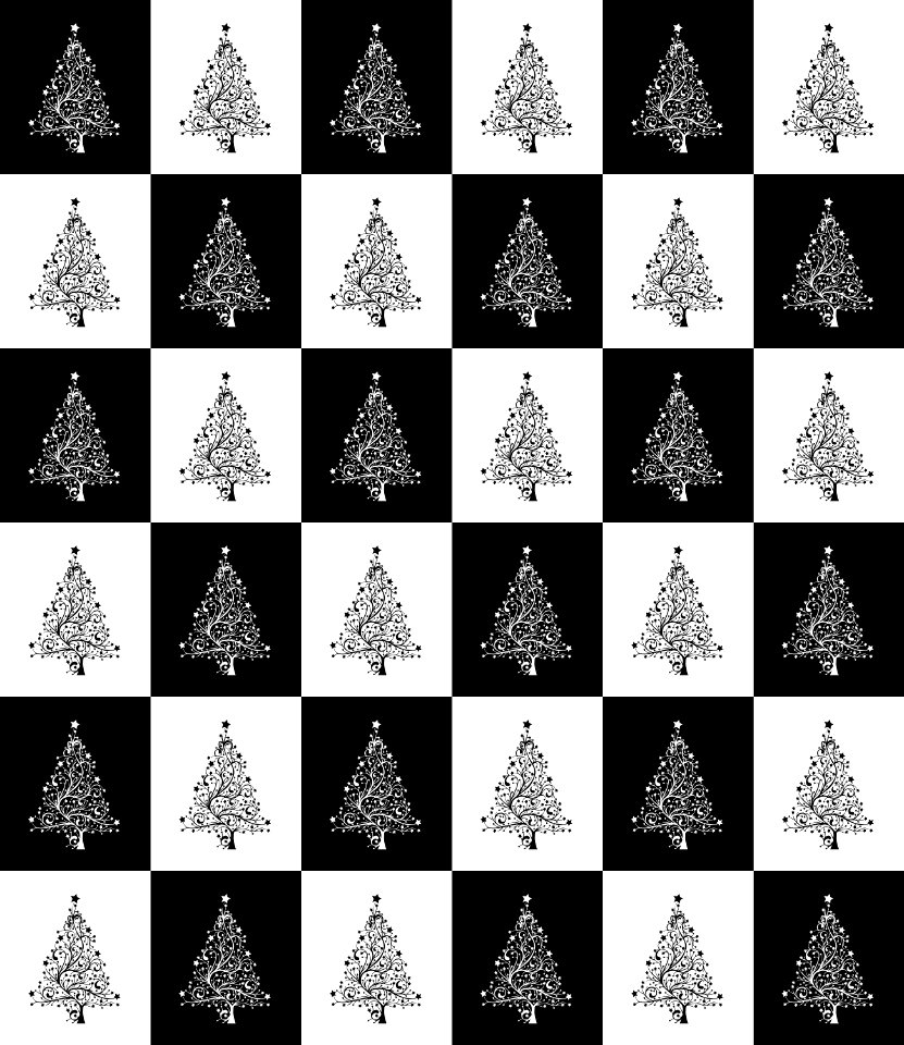 Black And White Pattern Design Christmas Tree