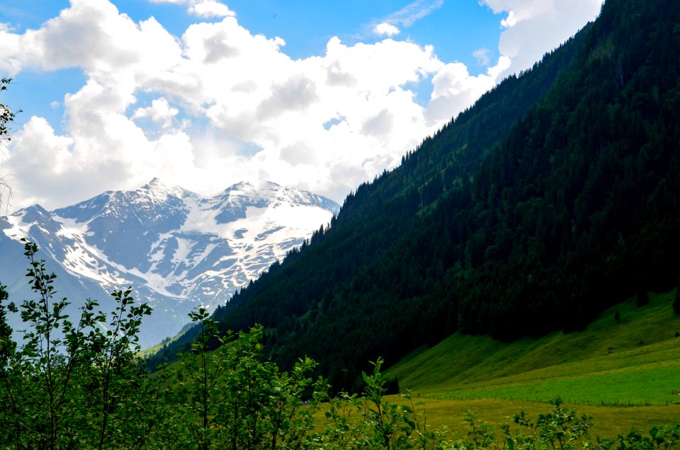 Green Mountain Under Cloudy Sky