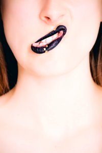Womans Black Lipstick photo