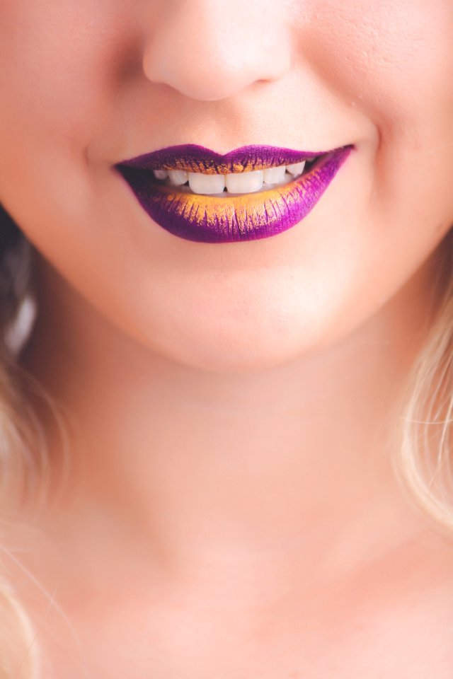 Womens Purple And Yellow Lips