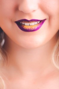 Womens Purple And Yellow Lips photo