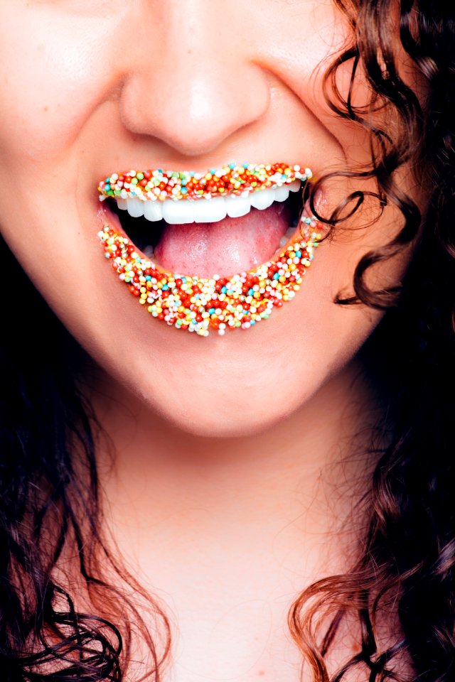 Sprinkles On Womans Lips