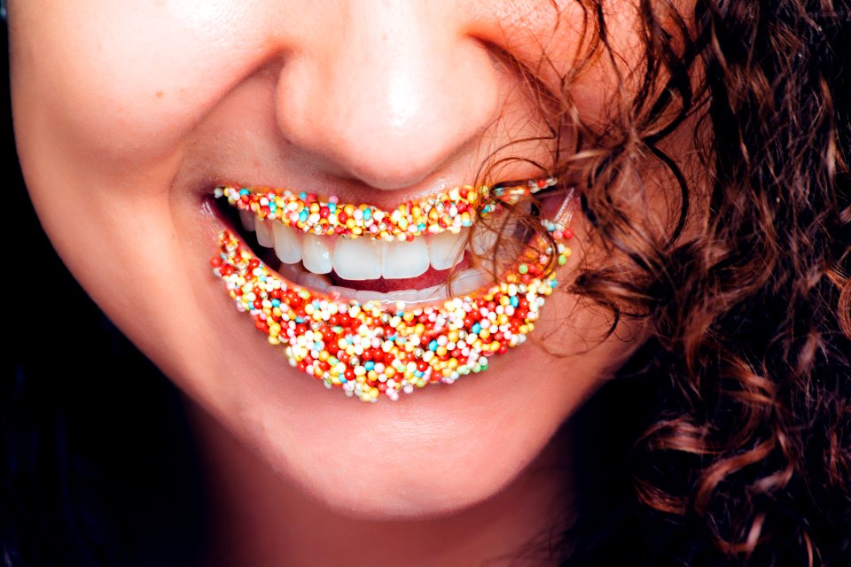 Woman With Multicolored Lipstick