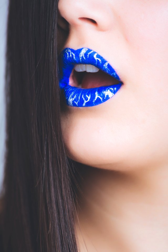 Woman In Blue Lipstick