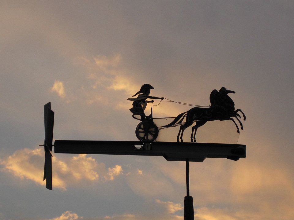 Handwork horse dran war chariot sky