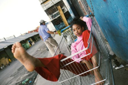 Woman In A Grocery Cart photo