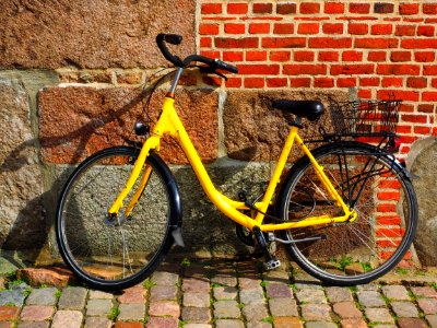 Bicycle Road Bicycle Land Vehicle Yellow photo