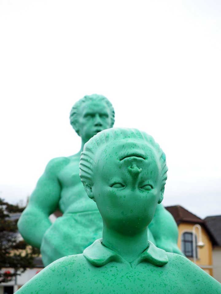 Green Statue Sculpture Head