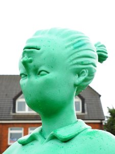 Green Sculpture Head Statue