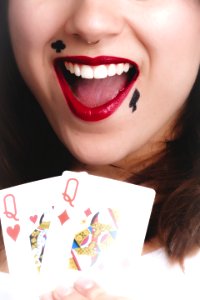 Two Queen Of Heart And Diamond Playing Cards photo
