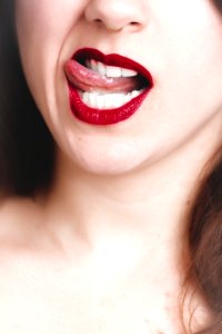 Woman Wearing Red Lipstick photo