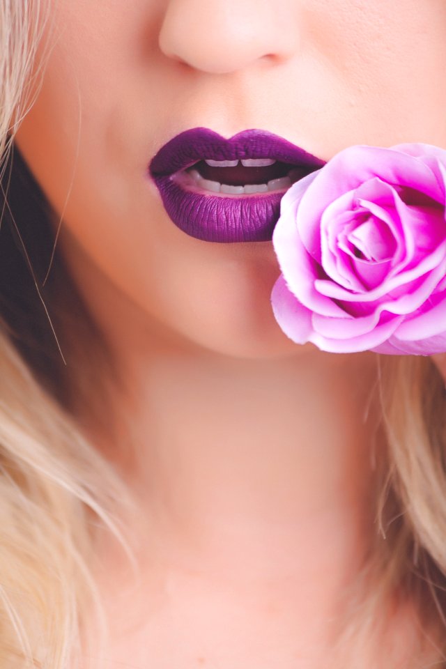 Woman In Purple Lipstick