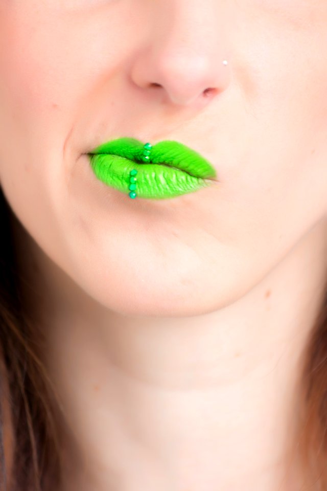 Woman In Green Lipstick