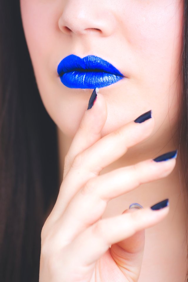 Woman With Blue Lipstick