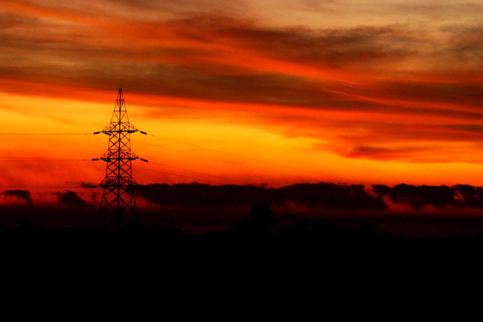 Transmission Tower During Golden Hour photo