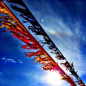 Banners Under Blue Sky