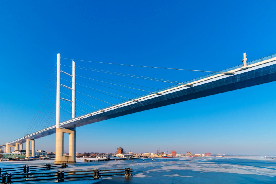 White Metal Bridge Under The Blue Sky